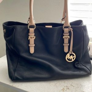 Michael Kors black leather medium tote bag